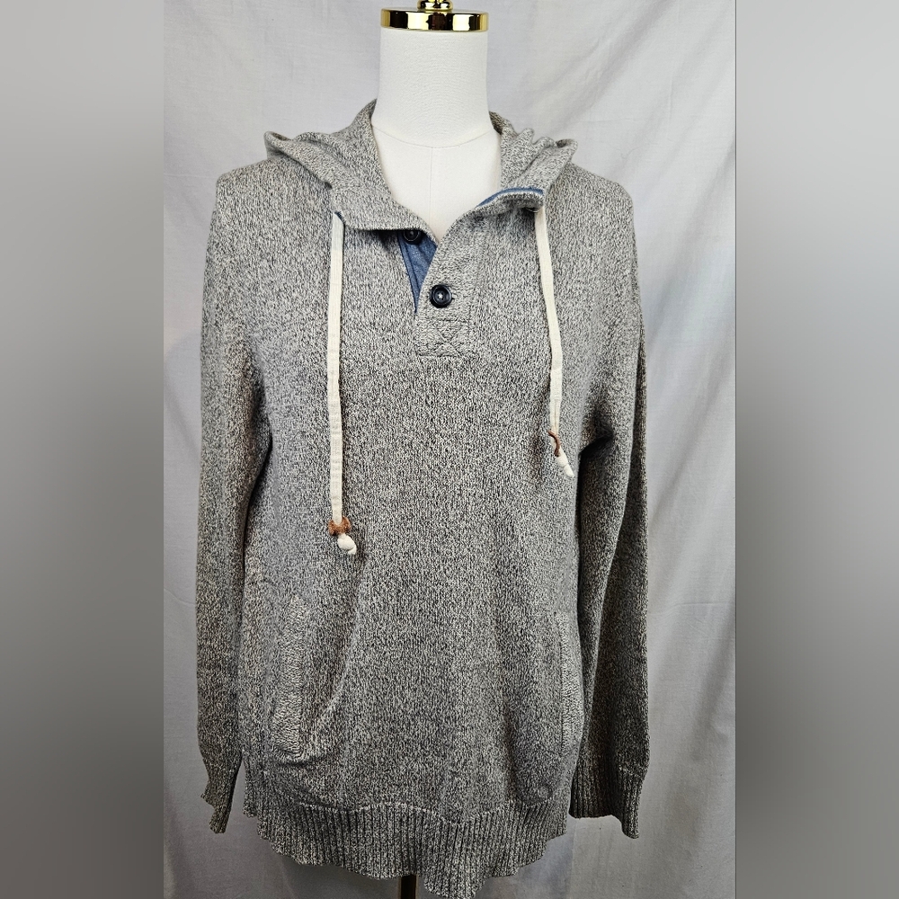 H&M Mens L.O.G.G. Cardigan 100 % Cotton‎ Hoddie Sweater Med Gray Preppy Academia